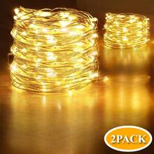 6-Piece Set Of Warm White Fairy String Lights For Christmas Decorations, Battery Powered, 39 Feet Total, 120 LED Mini Battery Powered Flashing Firefly Lights, Excellent DIY Choice, Party Lights, Valentine's Day Gift Lamp, Surprise Atmosphere Lights,It Can Be Set For 6 To 18 Hours - 暖白色 - 查看 9