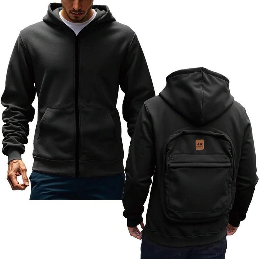 Veste sac à dos portable lavable pour hommes automne et hiver, respirante, décontractée, sportive, polyvalente - Noir - Voir 1