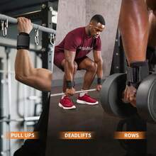 一对可调节举重钩，男女通用，适用于举重、引体向上、硬拉、力量训练和健身运动。