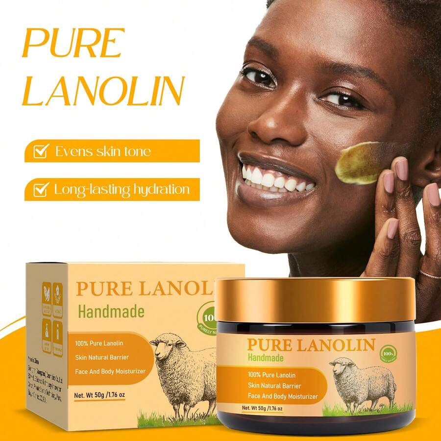 Pure Lanolin Cream – Deeply Moisturizing & Nourishing, Restores Softness & Smoothness, Protects Dry & Cracked Skin, Helps Heal Chapped Lips, Rich In Natural Lanolin, Ideal For Sensitive Skin, Paraben-Free & Hypoallergenic, 50g - 黃色 - 查看 1