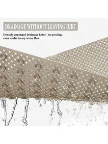 1pc Anti-Slip Shower Mat With Drain Holes And Suction Cups, Soft Washable Bathroom Carpet, Home Bathroom Shower Rug, Bathroom Decor, Bathroom Accessories, Bathroom Essentials, Kitchen Rug, Laundry Room - Khaki - View 6