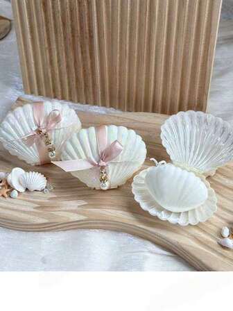 10Pcs Shell Candles Favors For Guests, Including Shells Scented Candles With Seashell Boxes With And Pink Ribbon Tags Accessories, Ideal As Wedding Bridal Shower Favors And Beach Party Gifts