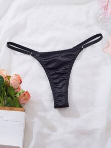 性感时尚女士内衣套装，包括胸罩和丁字裤，展现女性魅力 - 黑色 - 查看 5