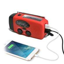 Radio Dinamo de manivela Solar portátil, Radio Solar de Cuerda con Cargador de teléfono USB Recargable y Linterna para Acampar, Senderismo - Rojo - Ver 2