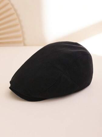 1 buc. Beretă unisex din catifea reiată cu bor larg, retro, design simplu cu vizieră, potrivită pentru toamnă/iarnă în aer liber, casual, naveta