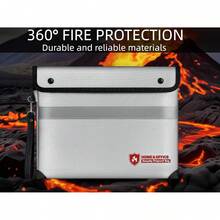 Bolsa a prueba de fuego para documentos con cerradura, bolsa a prueba de fuego para documentos con cremallera, sobre resistente al agua con tira reflectante, monedero a prueba de fuego negro