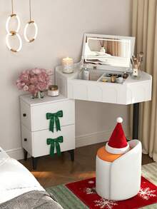 High-Quality, Elegant, Multifunctional Dressing Table With LED Mirror And Two Drawers; Stool Not Included. - White - View 7