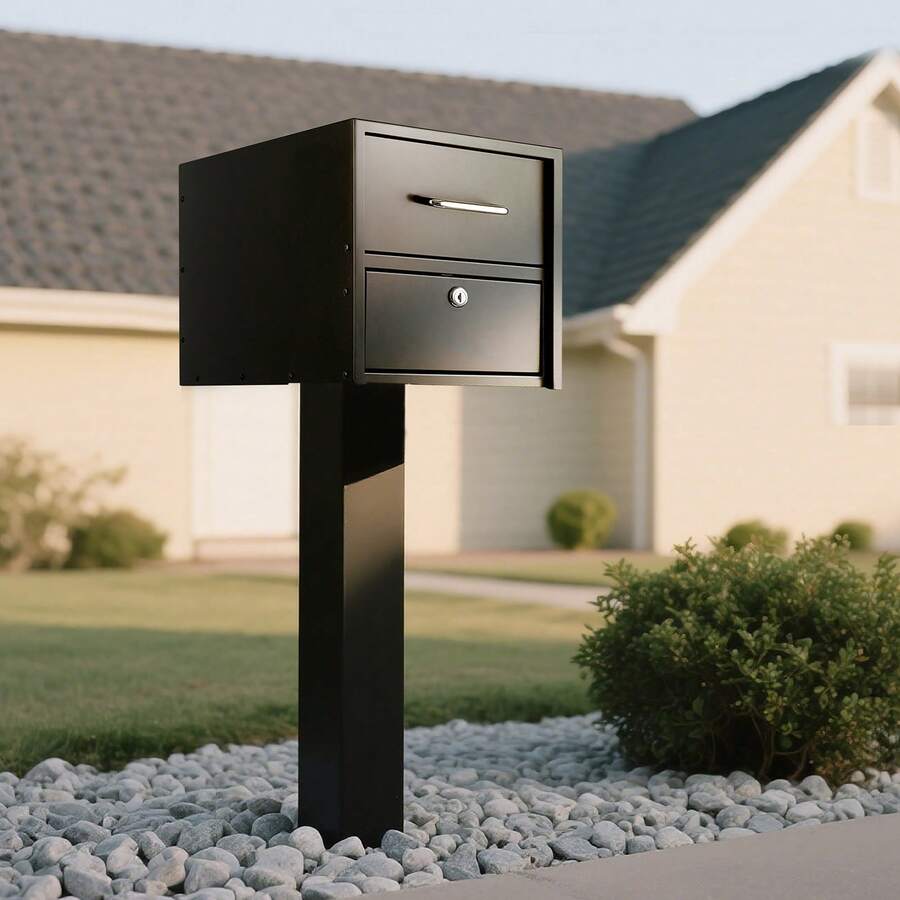 Post Mount Mailbox, Anti-Pry & Anti-Theft Mailboxes For Outside, Heavy Duty Lockable Mail Box With Magnetic Door, Weather-Resistant Metal Post Box For House Outside 21.06 X 10.63 X 11.22 In - 2500-3000cu.in - 查看 1