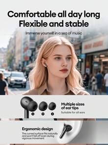 Lenovo LE232 ANC Noise Cancelling Bluetooth Headphones, Half In-Ear Design With Battery Level Display, Large Dynamic Driver, Surround Sound, High-Fidelity Audio, Low Latency, Long Battery Life, Comfortable Silicone Wireless Earbuds Compatible With Smartphones And Computers - Pink - View 8