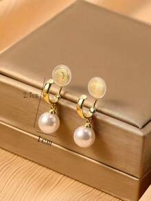 1 para modnych kolczyków z wisiorkiem ze sztucznych pereł dla kobiet, kolczyki na klipsy o eleganckim, ekskluzywnym charakterze, odpowiednie do noszenia na co dzień i jako prezent świąteczny