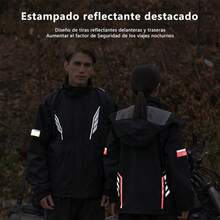 Impermeab Reflectantes para Motocicls y Bicicls Conuntos De Impermeab Con Fundas De Zapatos Impermeable para a Motociclista - Negroyverde - Ver 3