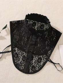 1pc Women's Black & White Lace Detachable Collar - Stand Collar Fake Collar - View 3
