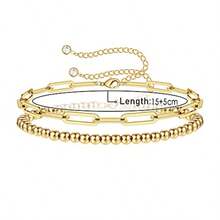 Pulsera de Acero Inoxidable para Damas Pulseras para Muer Geor Pulsera Austable en Capas para Damas i Pulsera de Oro alos para Muer Origina Cumpleaños - como en la foto - Ver 2