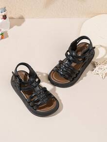 Girls' Roman Sandals, New Summer 2025 Fashion Princess Shoes, Toddler/Little/Big Kids Closed Toe - Black - View 4
