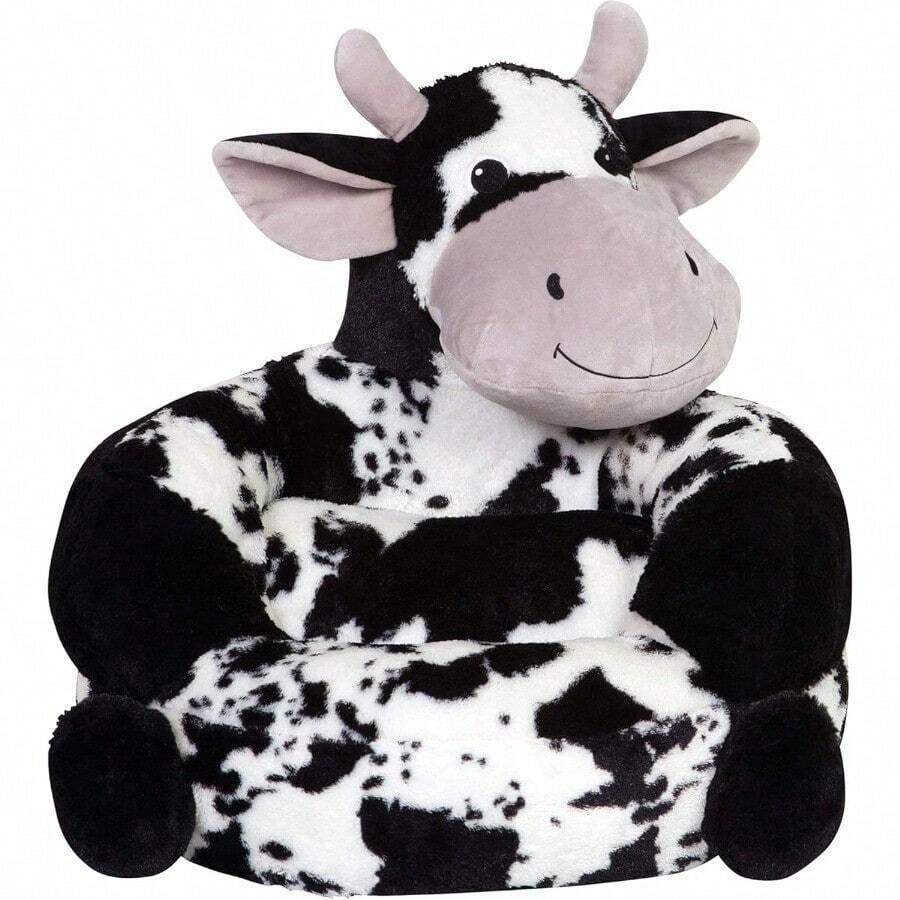 Lab Cow - Silla de Felpa para s cómoda Silla de Descanso con Almohada para s de 1 a 3 años 21 x 19 x 19 Pulgadas Alternativa de puf Suave - Vaca - Ver 1