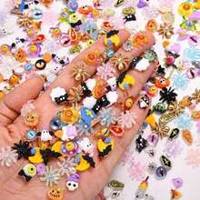 100Pcs Halloween Nail Charms And Gems Resin Black Bat Nail Rhinestones Horror Halloween Bats Nail Jewelry Flat Back Holiday Nail Art Charms For Women Party Nail Decorations - 多色-3 - 查看 1
