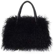 Women's Plush Handbag, Plush Large Capacity Shoulder Bag, New Fashion Faux Fur Bag With Zipper Closure, 11 Colors (White, Black, Caramel, Blue, Orange, Rose , Korean Pink, Khaki, Dark Gray, Violet) Fashion Matching,  Handbag, Soft Texture, Casual Wear - 黑色 - 查看 5