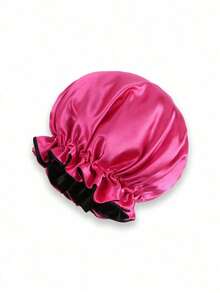 Minimalist Silk Satin Sleeping Cap - Hot Pink - View 6