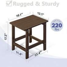 YQQ PASAMIC - Mesa Auxiliar Cuadrada Adirondack mesas auxiliares para Exteriores Mesa Auxiliar Resistente a la Intemperie para Patio Patio Piscina compañero Interior Playa fácil Mantenimiento2179 - Marrn - Ver 3