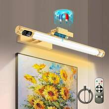 Luces de Imagen, 35 cm/14 pulgada con 64LEDs Inalámbrica y Recargable, 3 Colors de Iluminación 3500K-6500K Regulable y Temporizador con Mando a Distancia, Lámpara para Pantalla, Pared, Obra de Arte - 1 - Ver 6