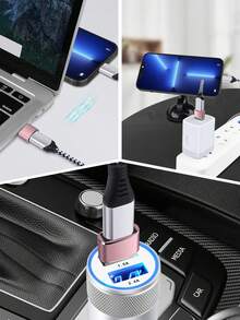 USB C 母口转 USB 公口适配器，Type-C 母口转 USB 公口适配器，Type C 转 USB A 充电转换器，兼容 15 Plus 13 12 11 Pro Max，兼容三星 Galaxy S23 S22 S21 S20 Ultra，兼容 Series 7 8 SE，iPad Air USB C 母口转 USB 公口适配器套装 [铝合金外壳，旅行必备] Type C 充电线电源转换器 CarPlay 等。 - 粉色 - 查看 9