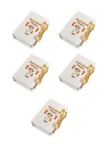 5pcs Ramadan Mubarak Illustrated Gift Box With Ribbon Bow, Festive Paper Packaging With Lantern Artwork, Decorative Ramadan Celebration Box Suitable For Small Gifts, Jewelry, Accessories, Party Favors, Elegant Holiday Wrapping For Ramadan Gatherings, Premium Cardboard Treat Box For Festive Presentation, Stylish Islamic Holiday Gift Packaging - 12.7 X 9.5 X 8 cm - View 11