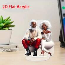 [1pc Charming Acrylic Art Decoration] 2D Flat, 1pc 2D Acrylic Flat Charming Male And Female Art Black Acrylic Desktop Decoration, Holiday Decoration With Stand, Suitable For Bedroom, Coffee Shop, Living Room, Indoor And Outdoor Art Decoration, Ideal Gift For Friends - Multicolor - View 5
