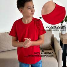Girls' Short-Sleeve T-Shirt, 100% Cotton - Red P - View 3