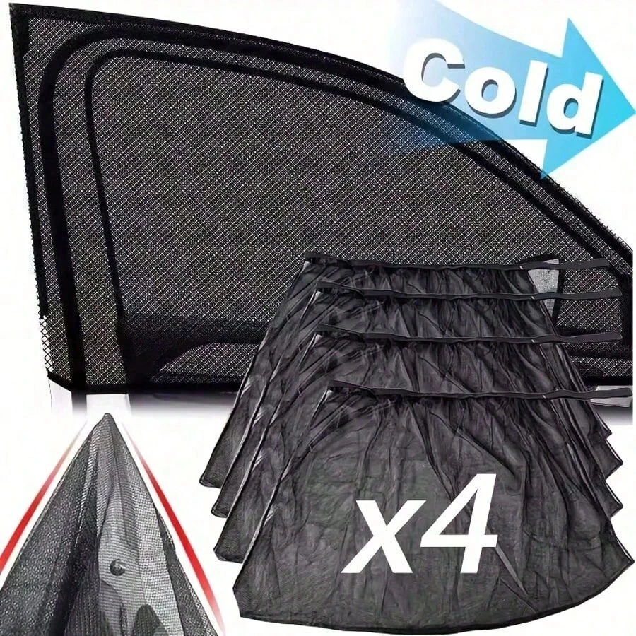 Easy Pie Selection 2 Or 4 Pieces Car Window Nets, Universal Mosquito Screens For All Cars - Ventilated Protection For Sunshade, Door And Side Window