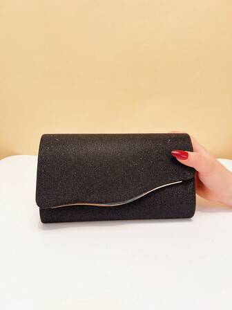 丝绒信封式手拿包 红色派对小晚宴包 带肩链 女士休闲钱包