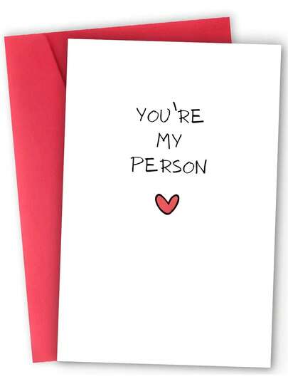 1pc, Charming "You're My Person" Valentine's Card. Includes Envelope, Premium Paper. Playful Casual Heart Motif. Perfect For Tender Commitment-The Ideal Card For Partners (12cm/4.7in X 17cm/6.7in)