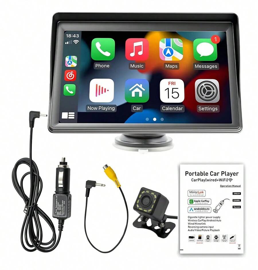 Estéreo CarPlay 5400 7'' HD Touch Bluetooth Apple Carplay Android Auto - Multicolor - Ver 1