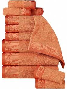 SUPERIOR Juego de Toallas de algodón de 3 Piezas, Borde Floral Jacquard Dobby, Felpa de Secado rápido, baño Decorativo, Ducha, baño, Incluye 1 Cuerpo, 1 Mano, 1 Toalla de Rostro, colección Wisteria, - turquesa - Ver 12