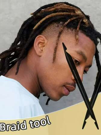 1pc/2pcs Double-Ended Braiding Hook Tool - Hair Weaving Needle, Black Plastic Styling Accessory For Secure Braiding, Professional Hairstyling | Double-Headed Design | Plastic Material, For Women Hair Extensions, Hair Clips, Dreadlocks Braiding Tool