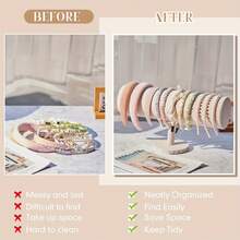 1pc Elegant Beige Velvet Headband Stand, Round Bottom Stable Design, Suitable For Hair Accessory Daily Storage & Display Showcase - Multicolor - View 5
