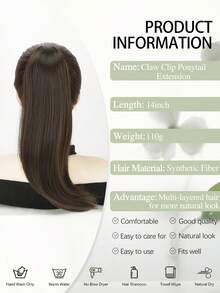 Ponytail Extension – 14" Claw Clip In Ponytail Hair Extensions Natural Soft Synthetic High Pony Tail Hairpieces For Women - Multicolor - View 4