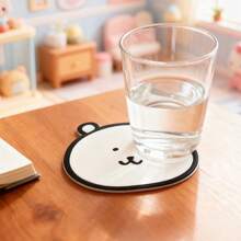 Miniso Self-Deprecating Bear & Friends Series Coaster - Cute Bear Head Design + Silicone Material, Heat-Resistant & Non-Slip, Perfect For Home & Office Table Use(1 PC) - White - View 3