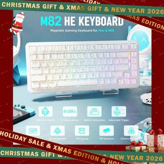 ATTACK SHARK M82 HE Hall Effect Magnetic Switch 75% Rapid Trigger Gaming Keyboard 8KHz Magnetic Keyboard With 0.01mm RT Accuracy, Support RT/Snap Tap/DKS With RGB Lighting Coiled Cable