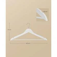 SONGMICS Kleiderbügel Holz, 20er Set, Holzbügel schlank, Bügel, Einkerbungen im Schulterbereich, Hosenbügel, 360° drehbarer Haken, Birkenholz, für Träger und Jacken, wolkenweiß CRW040W01-4468 - Wolkenweiß - Übersicht 6