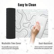 1pc Ovenbird Extra Large Gaming Mouse Pad, Stitched Edge, Minimalist Terrain Map Design, XL Desk Mat, Non-Slip Base, Cool Keyboard & Mouse Pad, 31.5 X 11.8 Inches, White - White - View 5