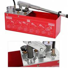 Bomba de prueba hidrostática manual hidráulica con tanque de medidor, Bomba de prueba de compresión de presión de agua manual hidráulica, probador de presión de fuga de tubo de agua - Rojo - Ver 3