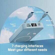 GAWFOLK Sạc dự phòng 10000mAh màu xanh dương kèm đế và cáp tích hợp - Trạm sạc không dây từ tính 2 trong 1, chân đế điều chỉnh được để xem rảnh tay, sạc nhanh, tương thích với Apple/Android, lý tưởng cho du lịch, bàn làm việc và đầu giường. Thích hợp cho kỳ nghỉ đông, du lịch ngoài trời/cắm trại và làm quà tặng dự phòng khẩn cấp cho gia đình, bạn bè, quà sinh nhật, quà cắm trại ngoài trời, sạc dự phòng di động. - Phiên bản nâng cấp có chân đế, màu xanh dương - Xem 7