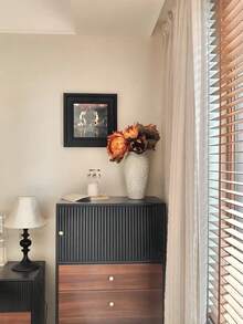 1pc Nordic Minimalist Ceramic Hydroponic Vase, Suitable For Home Decor, Modern Simplistic Decorative Flower Vase Set, Suitable For Fresh Flowers, Boho Style Vase, Suitable For Farmhouse Living Room Dining Table Bookshelf Centerpiece Decor, Home Decor, Centerpiece Decor, Tabletop Decoration, White Striped Large Flower Vase - Multicolor - View 2