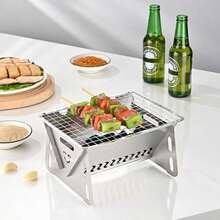 Barbacoa de Carbon Portatil - Compacto Acero Inoxidable Parrilla De Carbon Para Camping Para Fogata Viajes Jardin Playa Fiesta Senderismo Picnics Mochilero Patio Trasero - Atributetónico - Ver 3