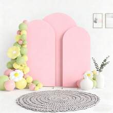 eluckya Arched Backdrop, 6ft, 6.6ft, 7.2ft, Double-Sided Stretch Fabric, Arched Backdrop, Dome Arched Backdrop, Suitable For Birthday Parties, Baby Showers, Gender Reveal Parties, Decorative Arches, Wedding Banners, Wedding Arch Support Decorations (Backdrop Only, Support Not Included). - Pink - View 2