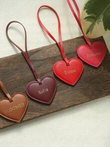 个性化姓名心形PU皮革行李牌，可定制金/银字母组合，适用于行李箱、手提包或背包，时尚可定制标签，情人节、圣诞节、生日或周年纪念日送给女性的理想礼物 - 彩色 - 查看 4