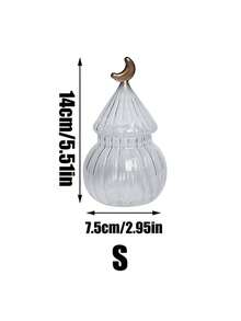 CMYD Studio 1pc Handmade Moon Glass Candy Storage Jar, Chocolate & Nuts Container, Luxury Simple Design, Suitable For Kitchen Condiment Storage, Living Room Dining Table Decor, Home Accessory, Gift