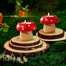 1pc Cute Mushroom Resin Candle Holder, Desktop Decor, Candle Craft, Home Decor, Mushroom Candle Sculpture, Gift, Birthday Gift, Graduation Gift, Christmas Gift. Suitable For Tea Light, Small Candles, Farmhouse Style Home Decor, Ramadan Gift, Valentine's Day Gift. - Multicolor - View 1
