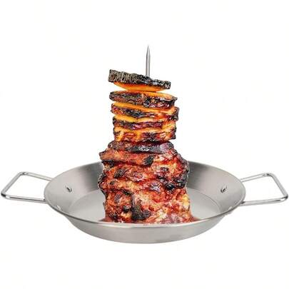 YQQ Pincho Vertical para Barbacoa Trompo para Tacos Al Pastor Pinchos para Barbacoa Pincho de Carne Vertical Tacos Al Pastor Soporte para Parrilla con Asa para Filete de Salchicha2179
