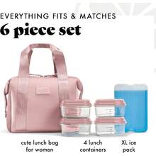 YQQ Fit and Fresh Remi - Bolsa de almuerzo de neopreno para mujer kit de preparación de comidas con contenedores y paquete de hielo XL material autoaislante tipo neopreno bolsa de almuerzo lavable a2179 - Color de malva - Ver 4